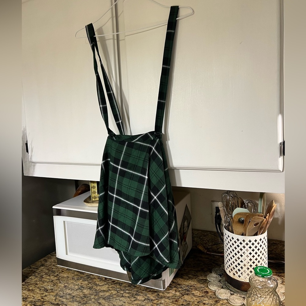 Royal bones overall plaid skirt size L🖤